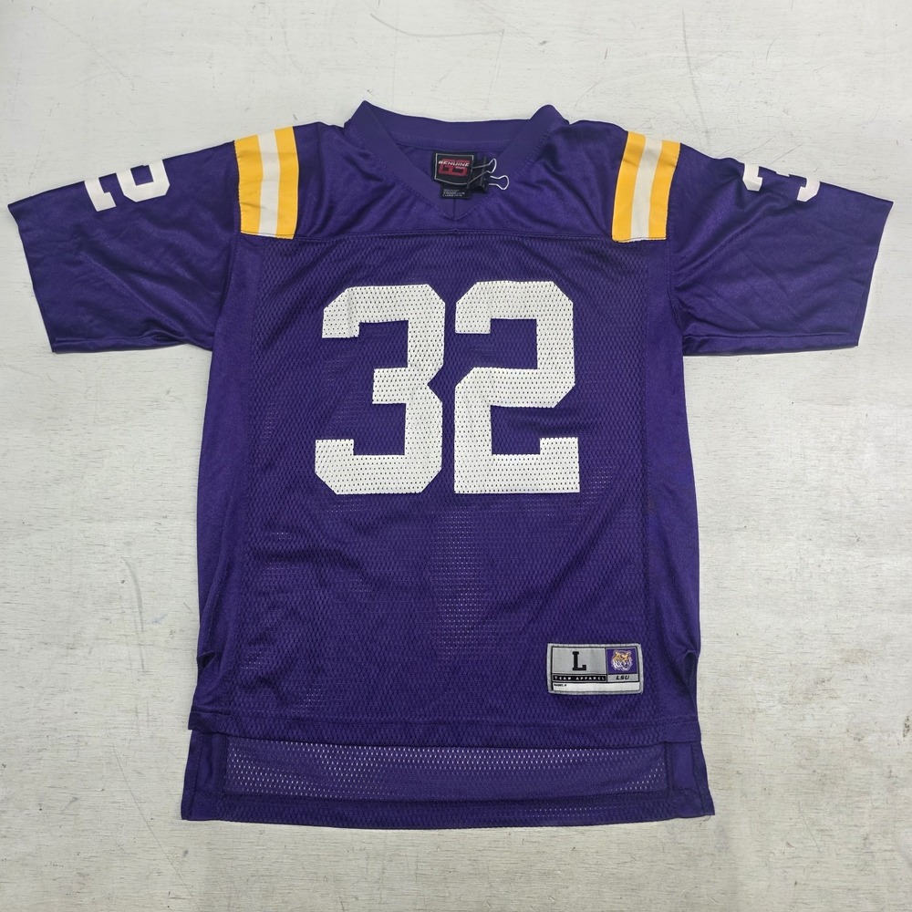 LSU Tigers Football Jersey Youth Large 14-16 #32 Genuine Stuff Purple Mesh VGC